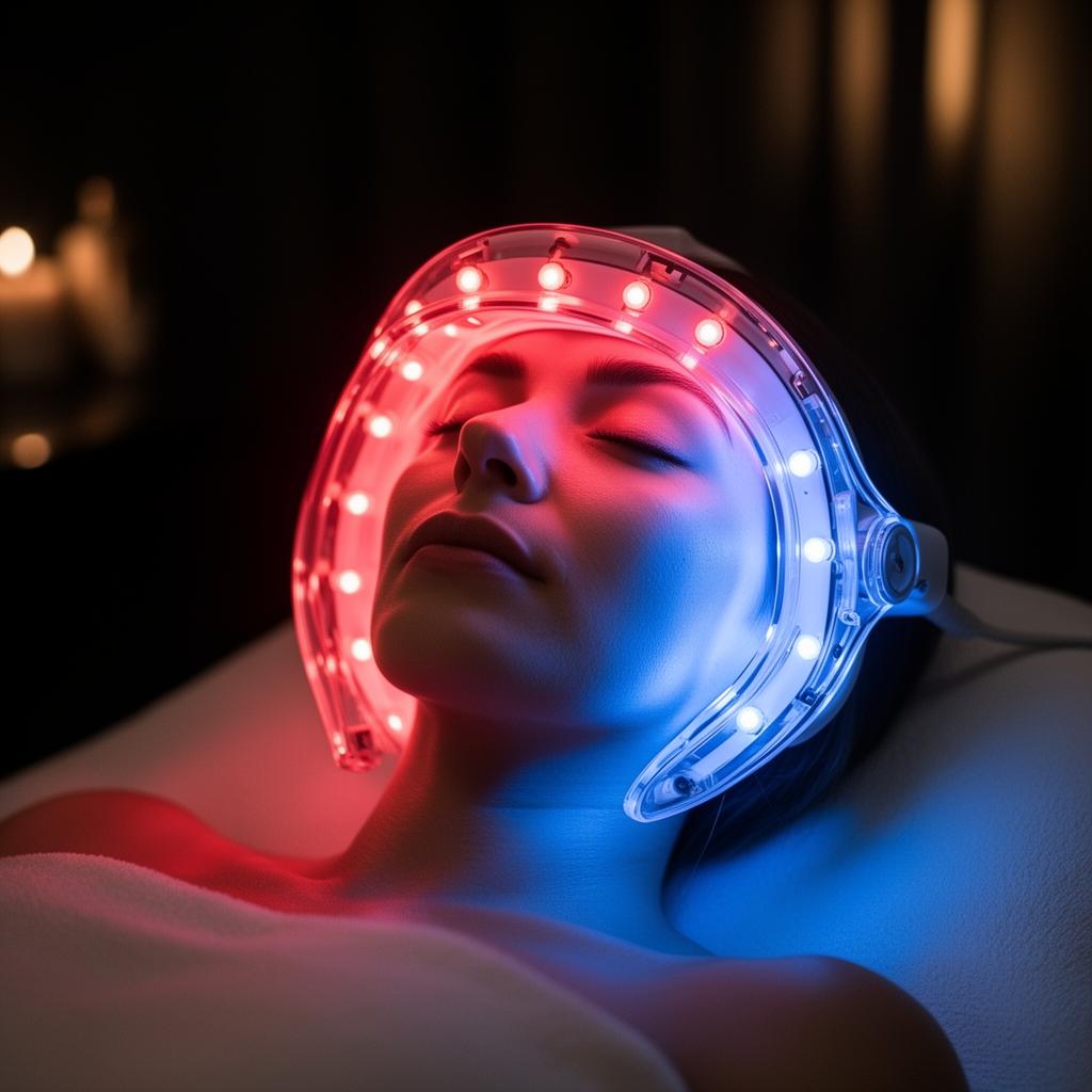 LED light therapy facial treatment